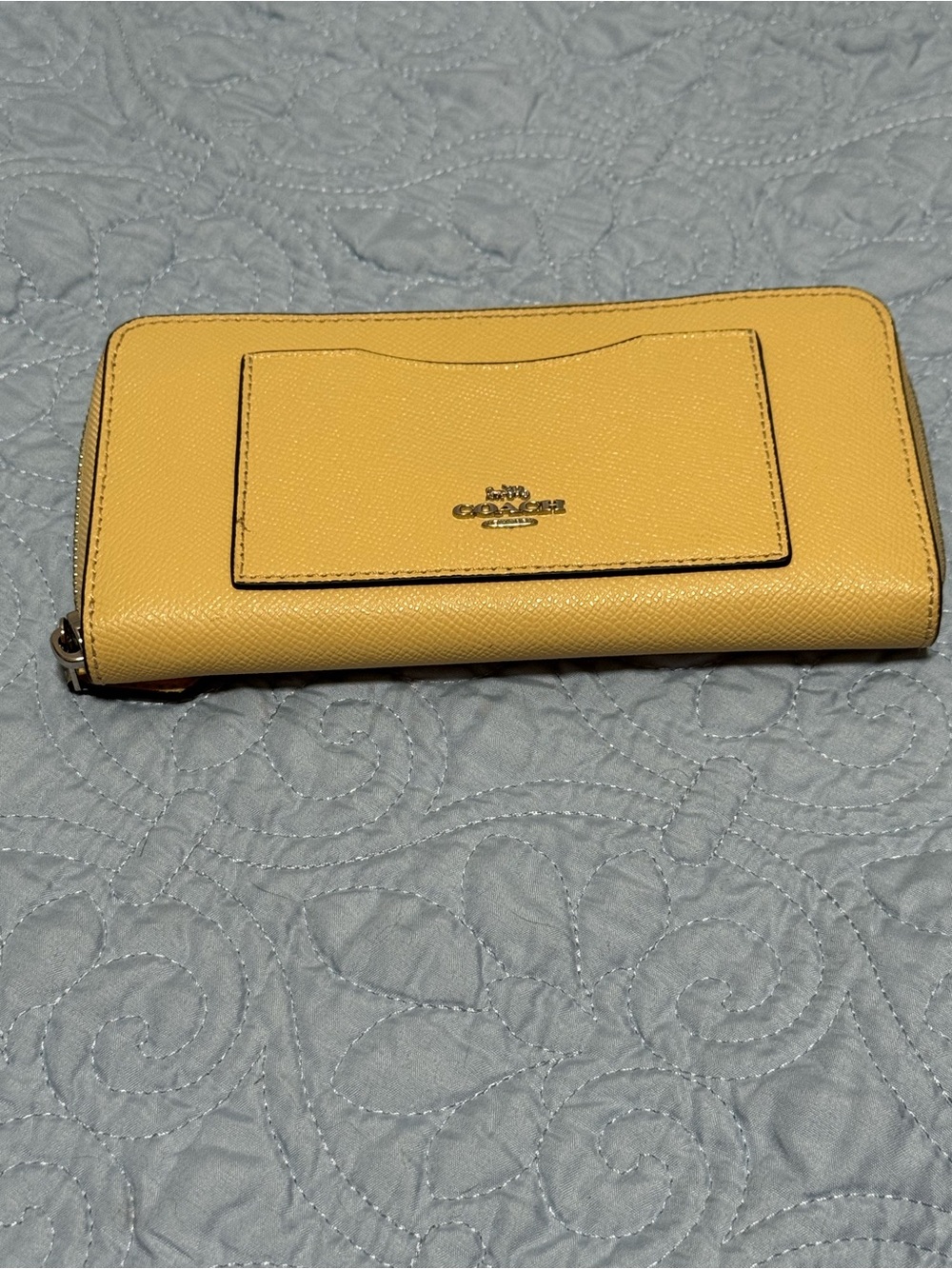 Coach Yellow Saffiano Leather Zip Wallet Yellow
